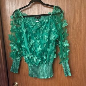 Elegant Green Floral Blouse